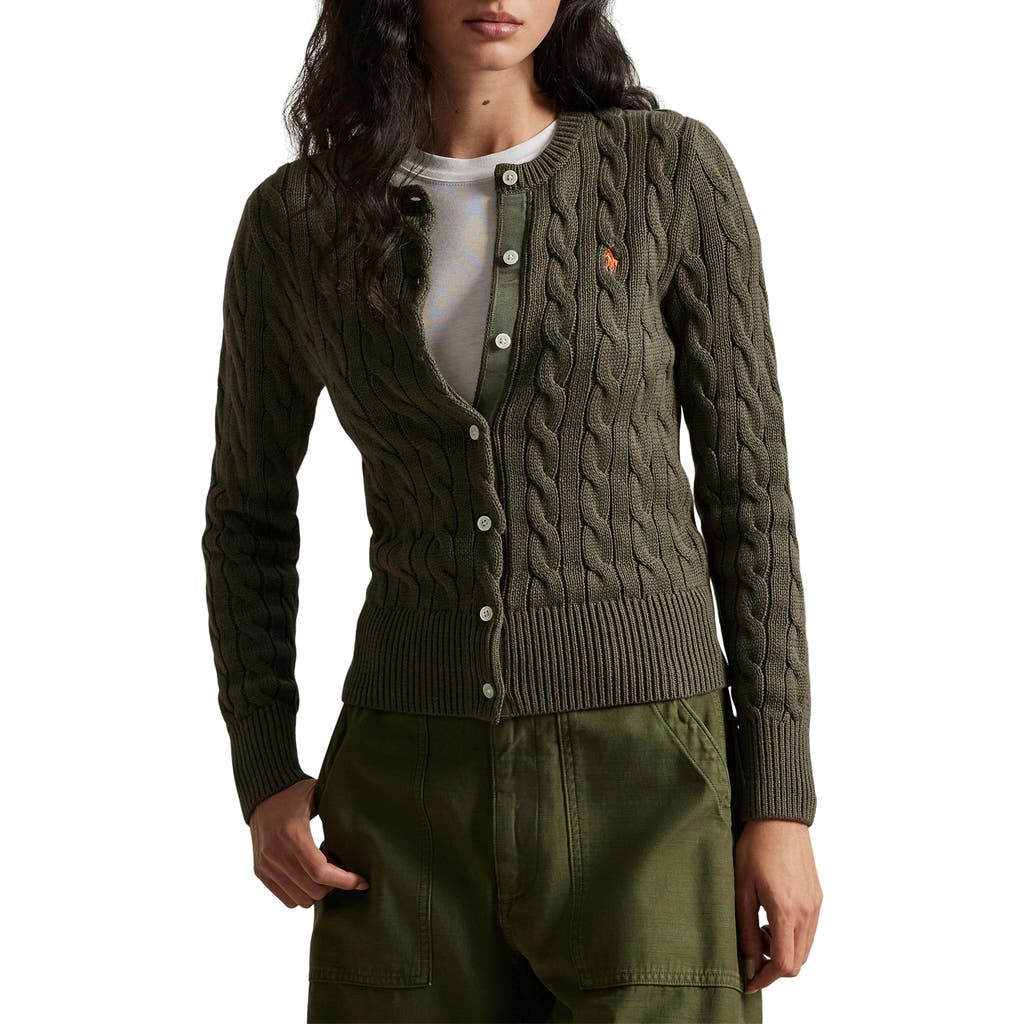 Polo Ralph Lauren Cable Cotton Cardigan In Gray