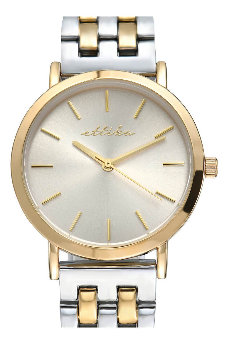 Classic Round Dial Two-Tone Bracelet Watch, Alternate, color, BONE AND MIXED METAL
