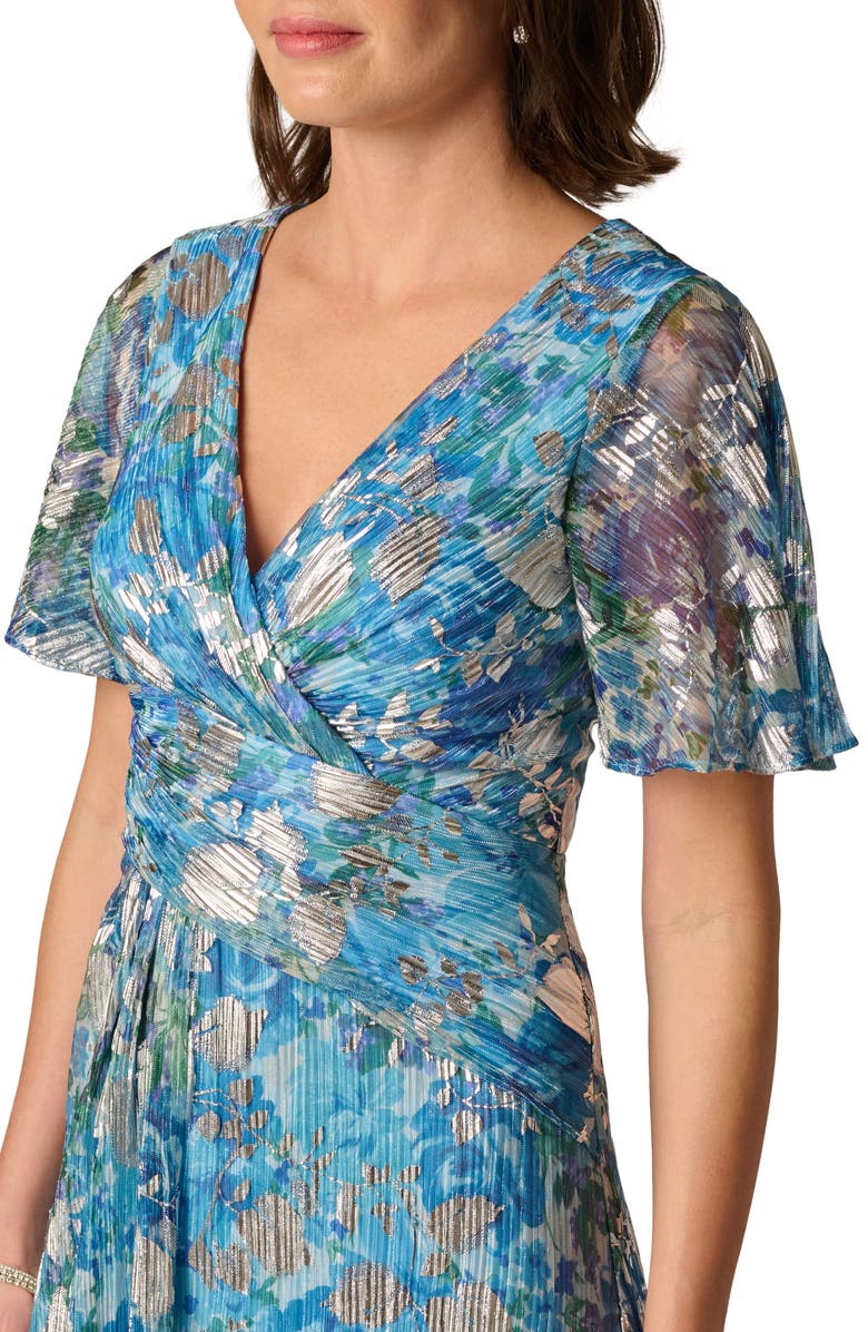 Adrianna Papell Foil Crinkle Gown, Alternate, color, 