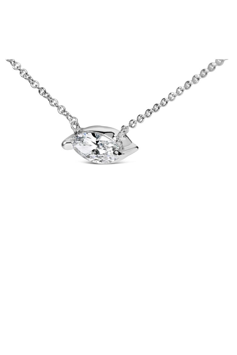 14K White Gold 1/2 Cttw Marquise Lab-Grown Diamond Solitaire Pendant Necklace, Alternate, color, White