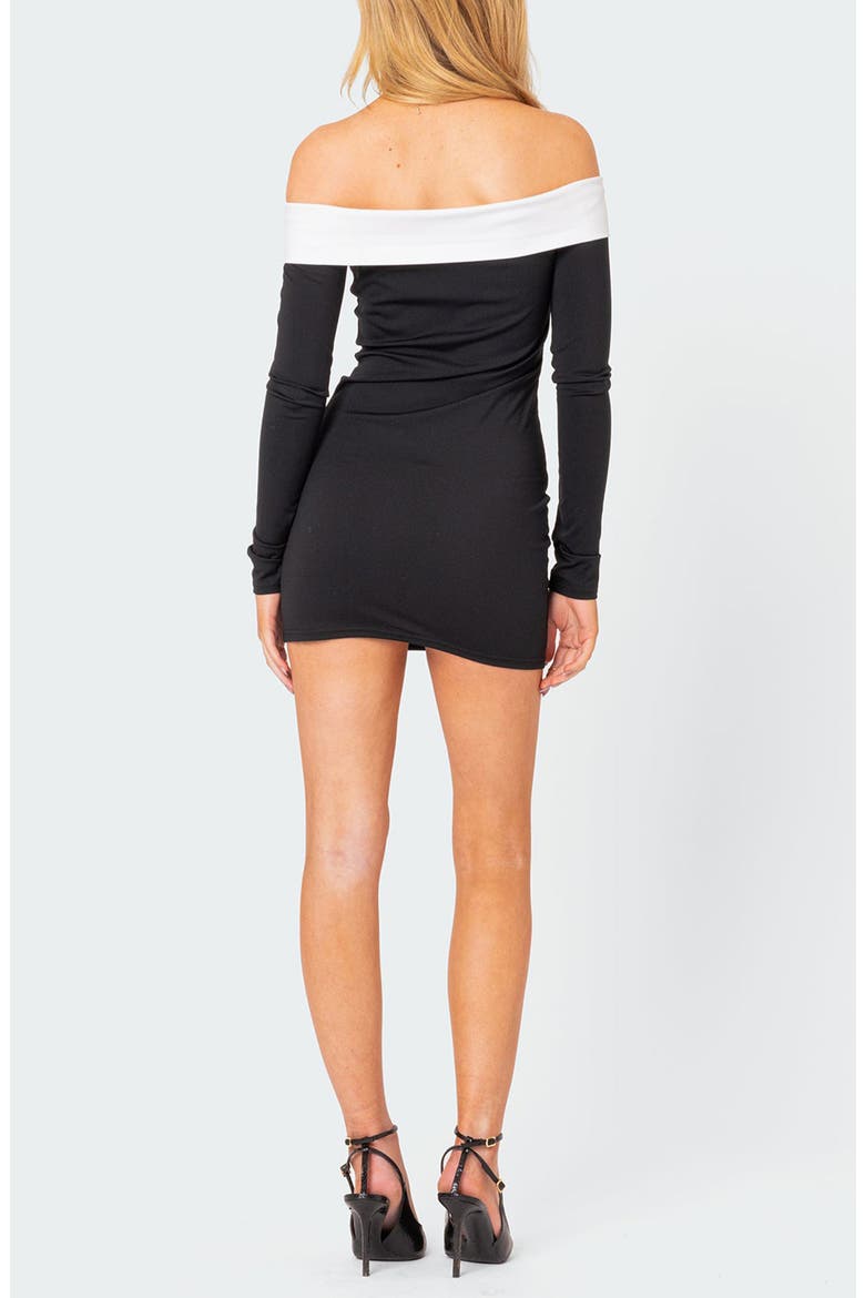 Yolanda Off the Shoulder Long Sleeve Minidress, Alternate, color, BLACK-AND-WHITE