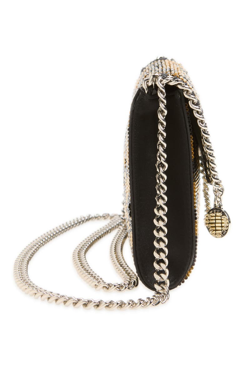 Falabella Beaded Leopard Wallet on a Chain, Alternate, color, BLACK/ GOLD