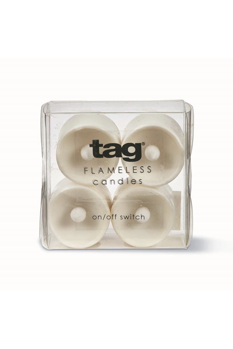 Set of 4 LED Flameless Votive Candles White Tealights, Main, color, White