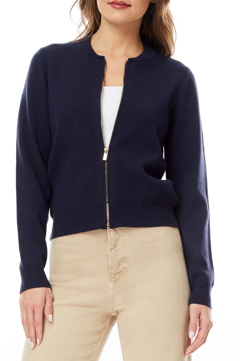 Jenny Double Knit Bomber Jacket, Main, color, NAVY BLAZER