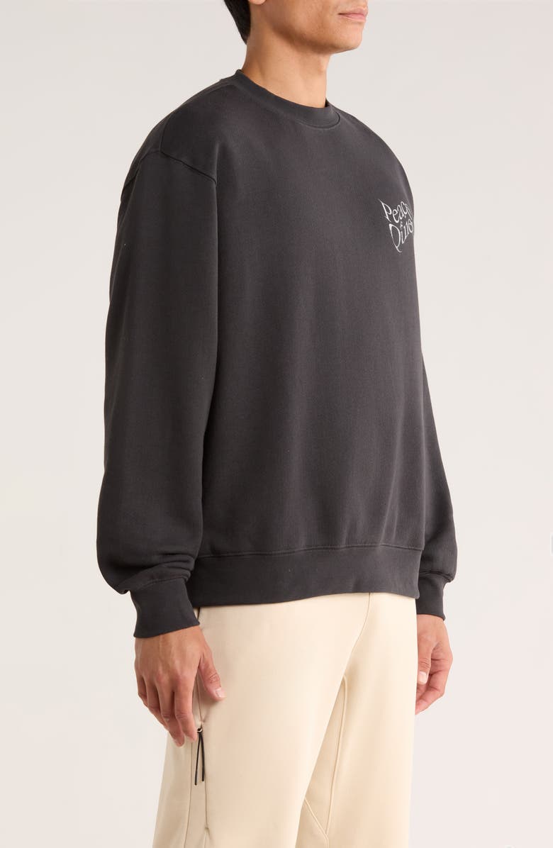 Museum of Peace & Quiet Warped Logo Cotton Crewneck Sweatshirt, Alternate, color, Black