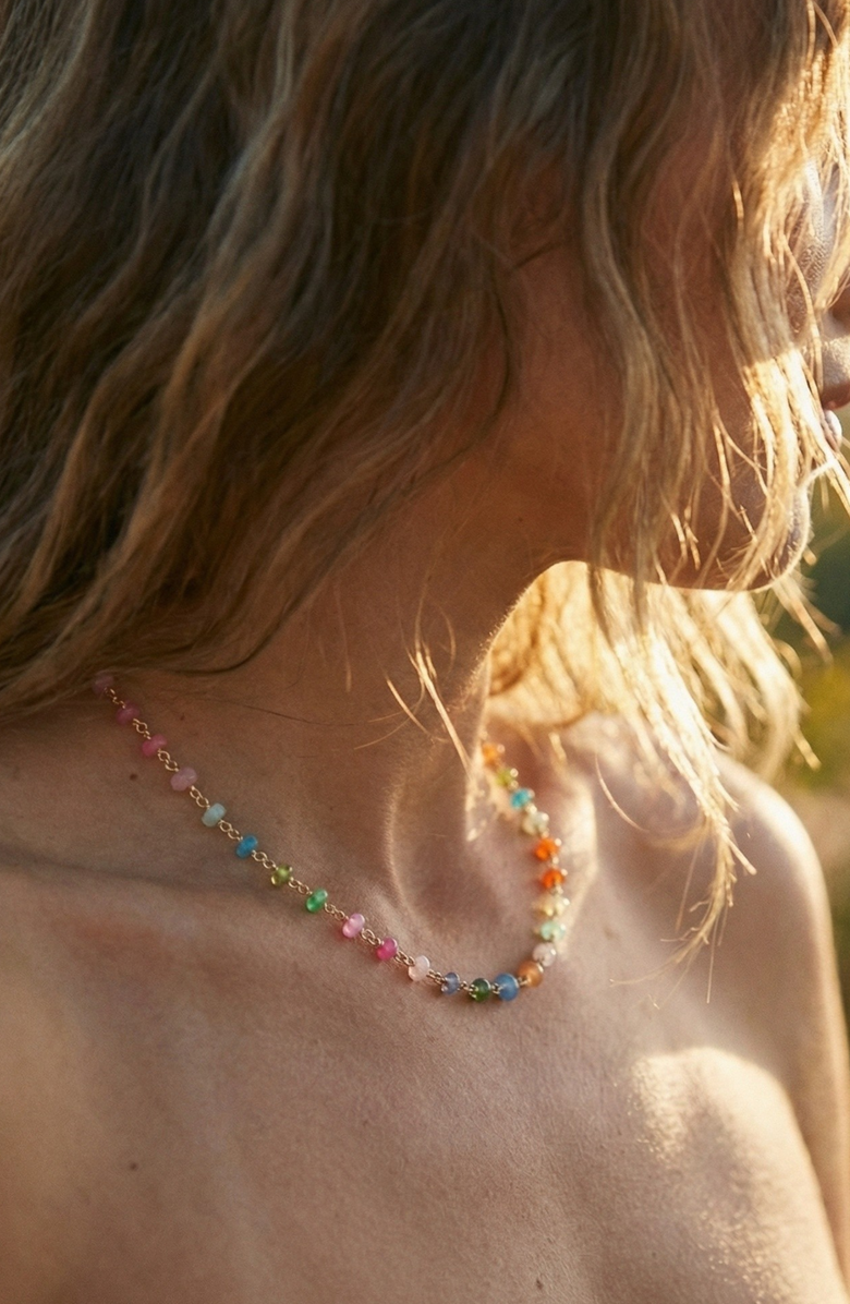 NATIVE GEM Neon Rainbow Opal Necklace, Alternate, color, Pink