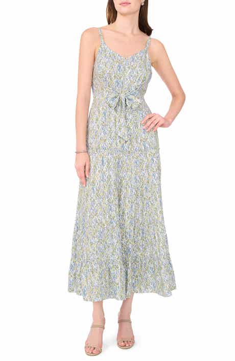 Halogen® Abstract Print Tie Front Midi Dress