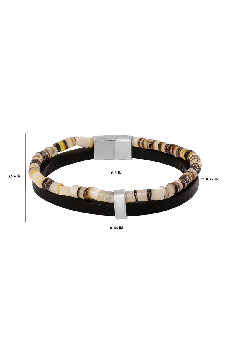 Layered Bracelet with Wood Beads and Strap, Alternate, color, Multi
