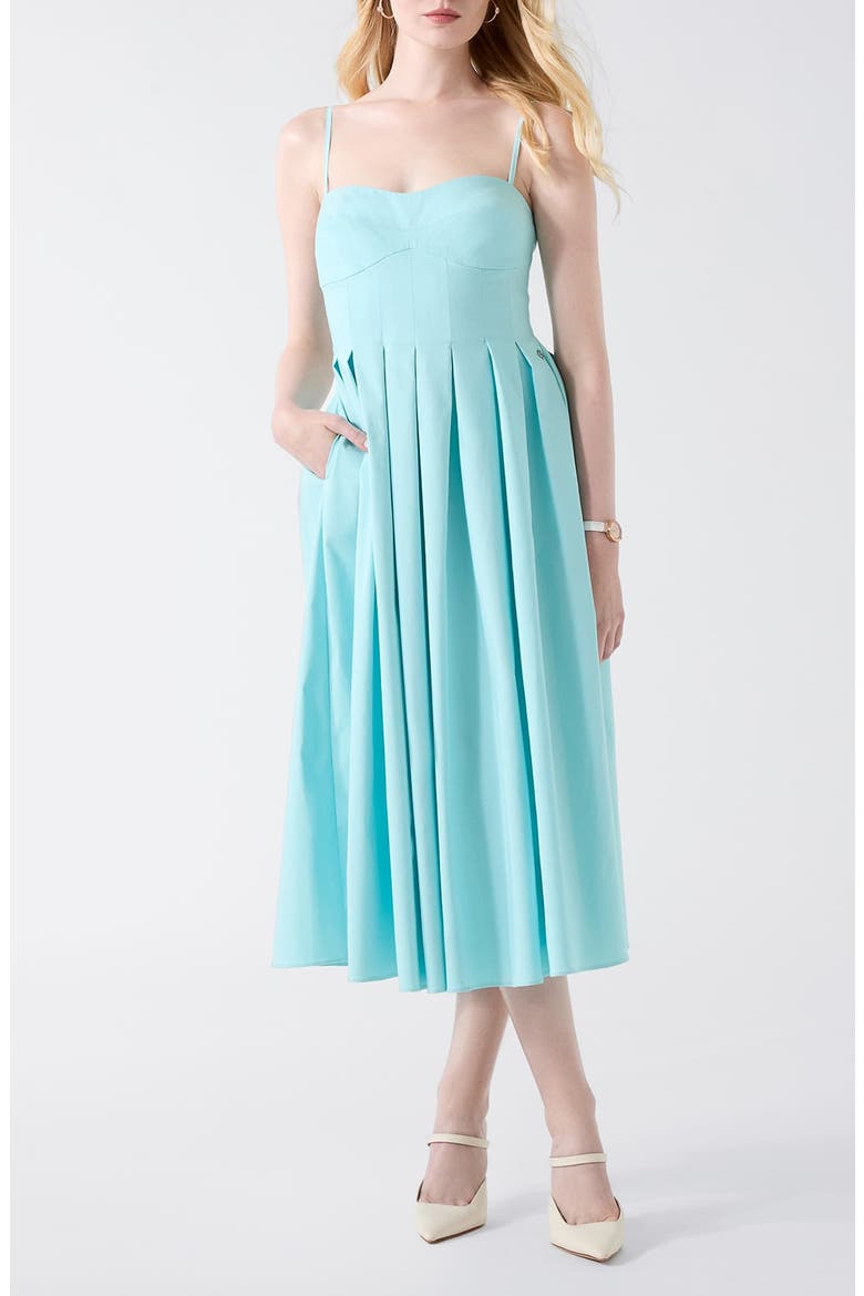 Bria Pleated Midi Dress, Main, color, CELESTE BLUE