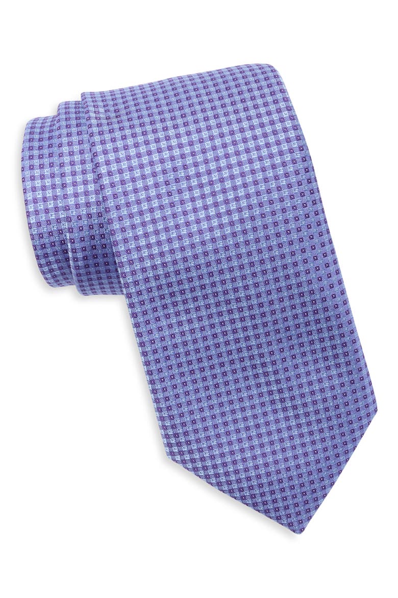 Canadel Mini Check Satin Tie, Main, color, PURPLE
