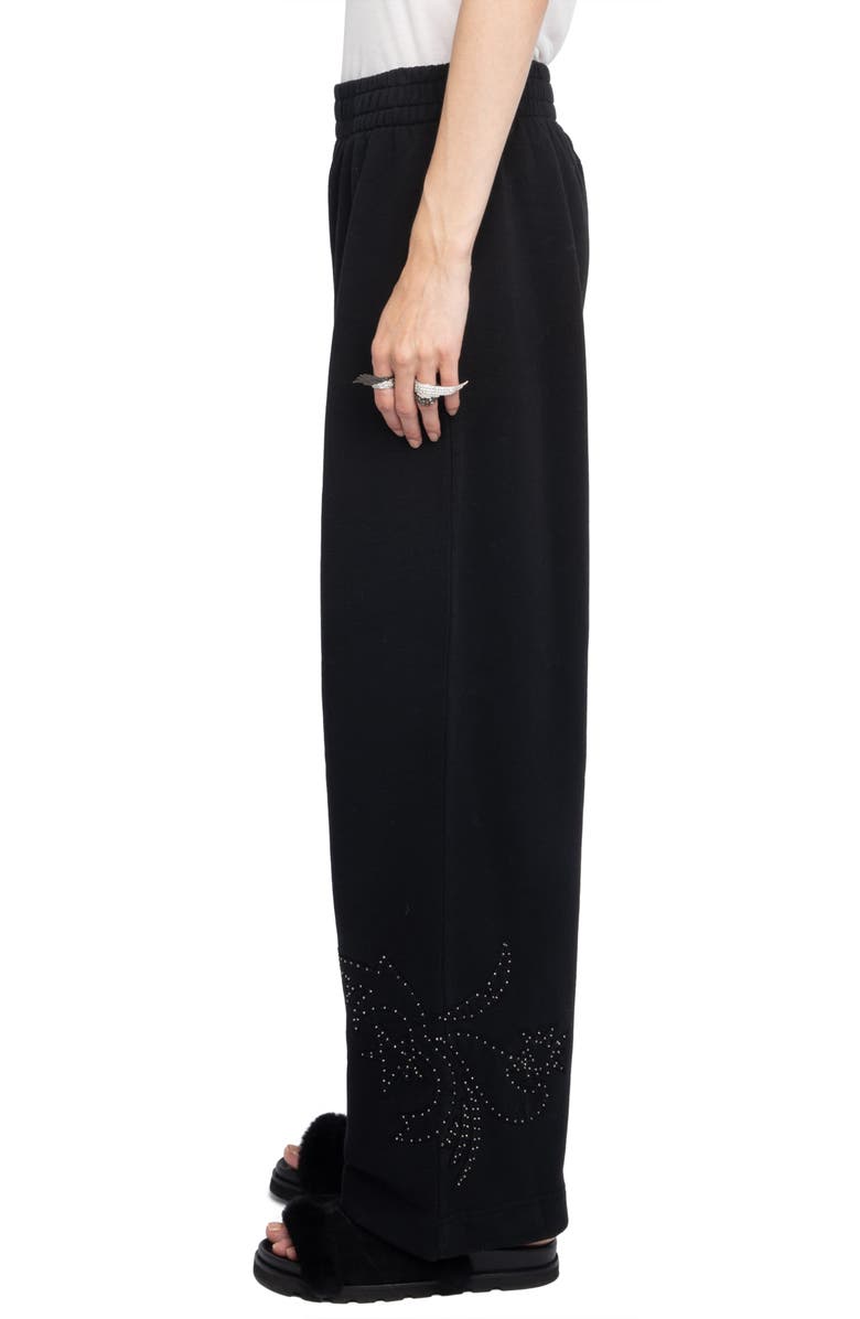 Zadig & Voltaire Clem Mo Patch Stud Cotton Wide Leg Sweatpants, Alternate, color, 