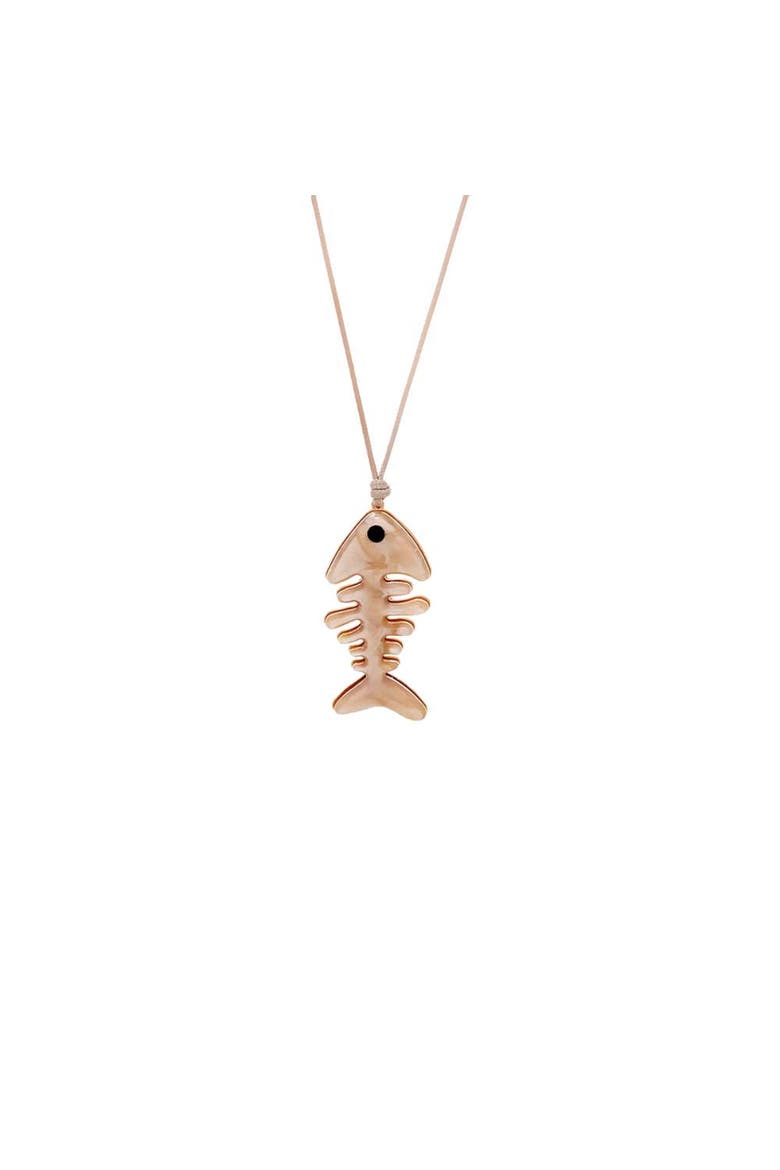 Brown Rope Fish Skeleton Necklace, Main, color, Light Brown
