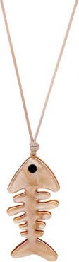 BY ADINA EDEN Brown Rope Fish Skeleton Necklace