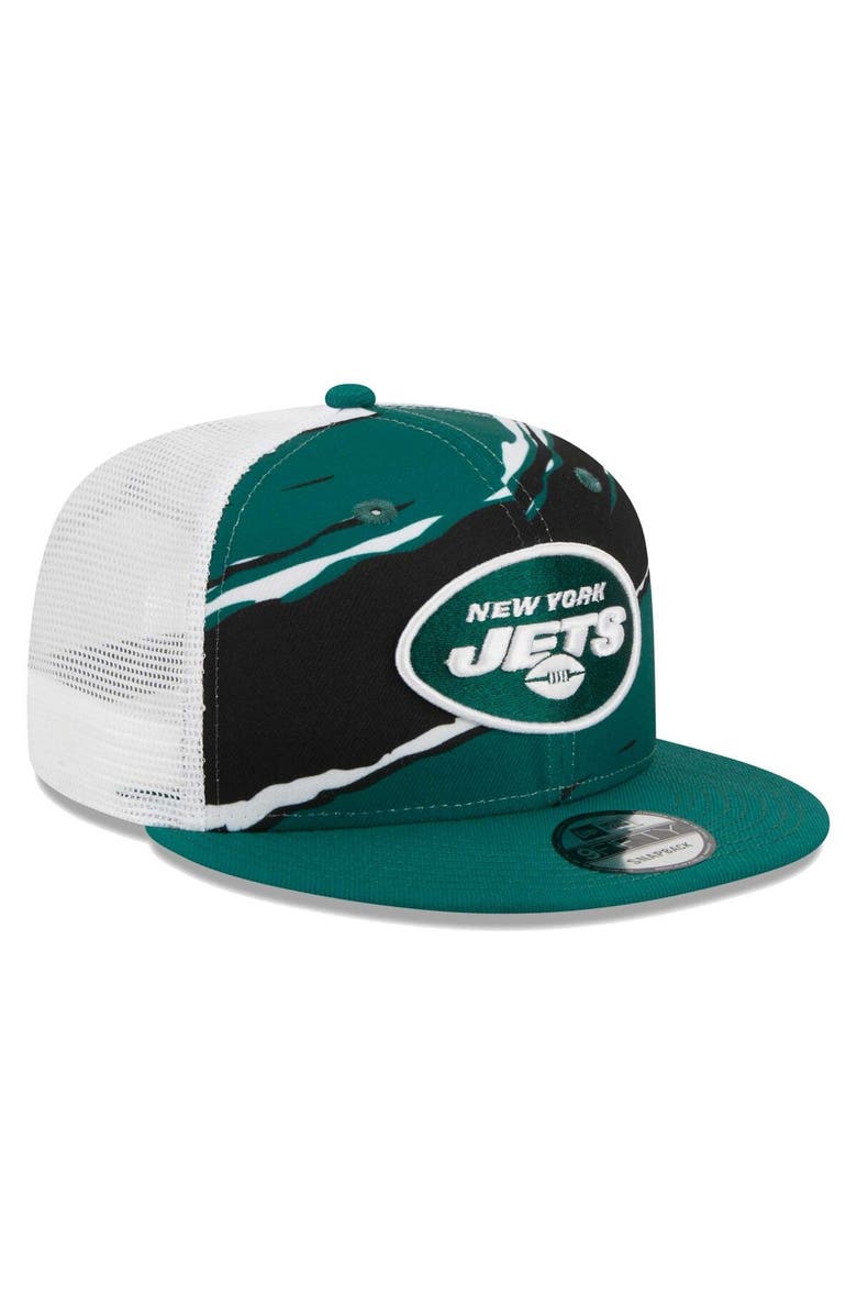 New Era Men's New Era Green New York Jets Tear Trucker 9FIFTY Snapback Hat, Alternate, color,