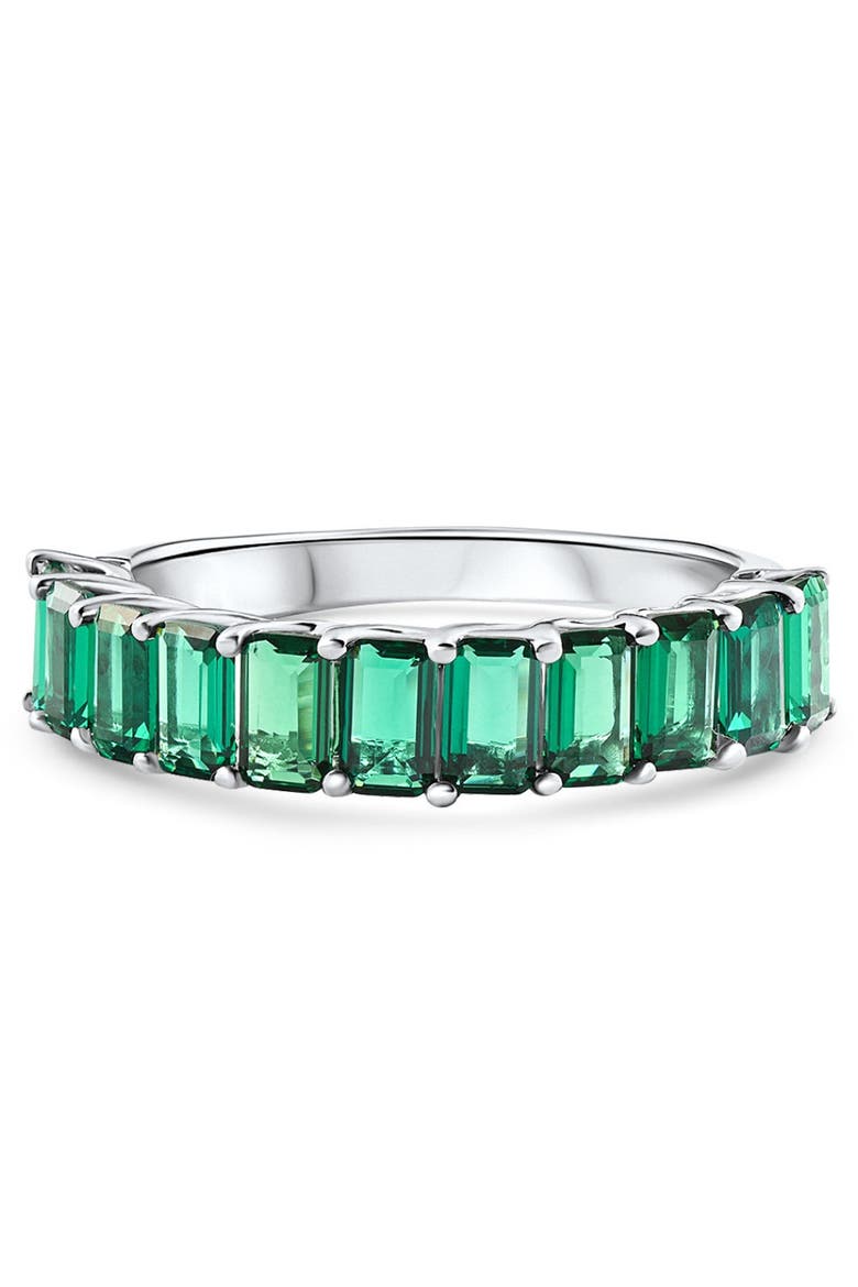 2.50Ct Emerald 11-Stone Wedding Anniversary Ring Stackable 14k Gold Band, Alternate, color, 14k White Gold