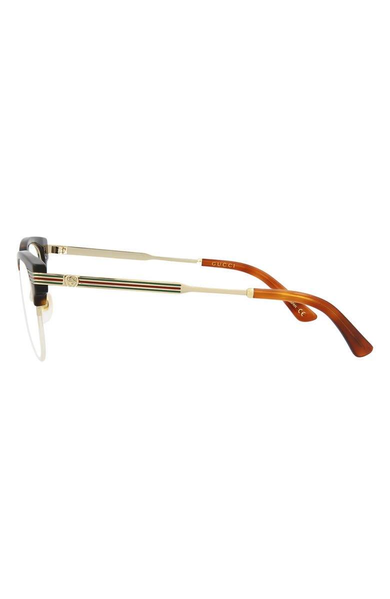 Gucci 50mm Semi Rimless Round Reading Glasses, Alternate, color, Havana Gold Transparent