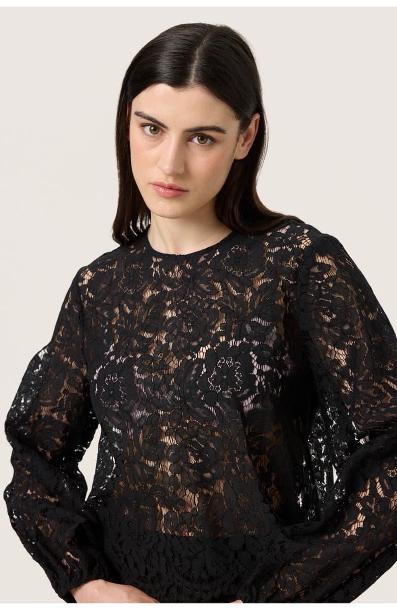 Soaked in Luxury SLHanni Round Neck Lace Blouse, Alternate, color, Black