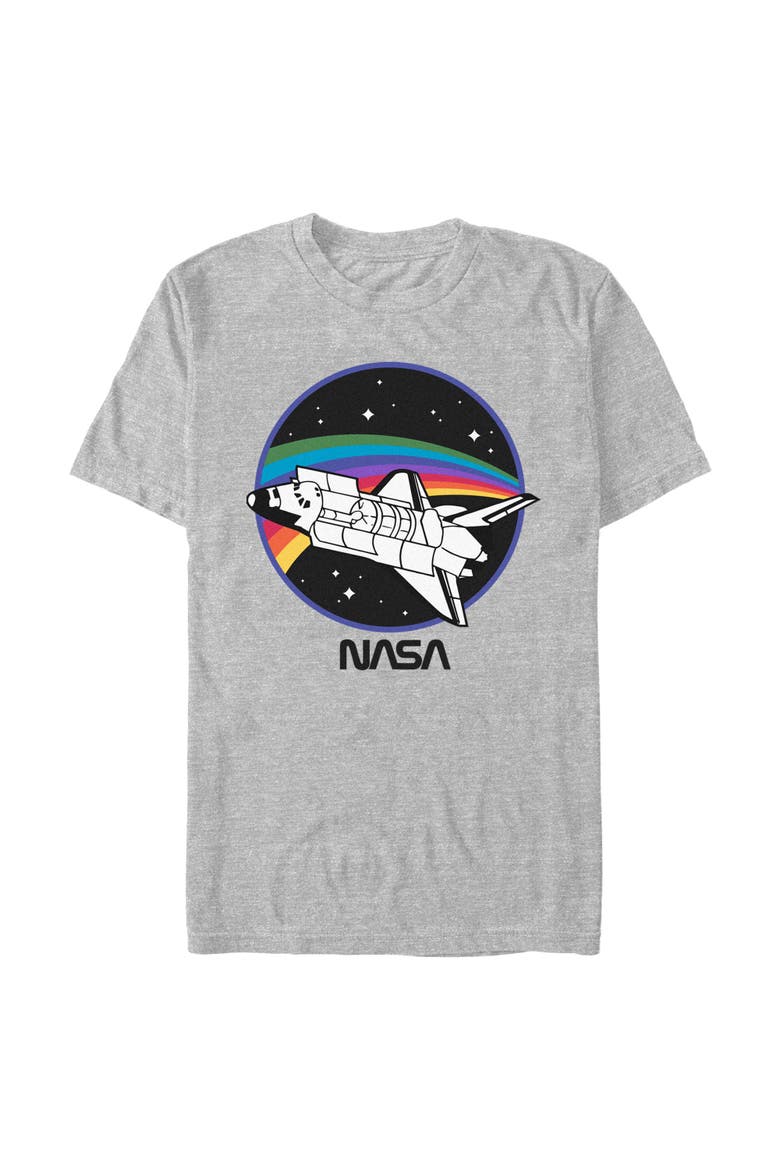 Men's Space Shuttle Rainbow Path Graphic T-Shirt, Main, color, Athletic Heather