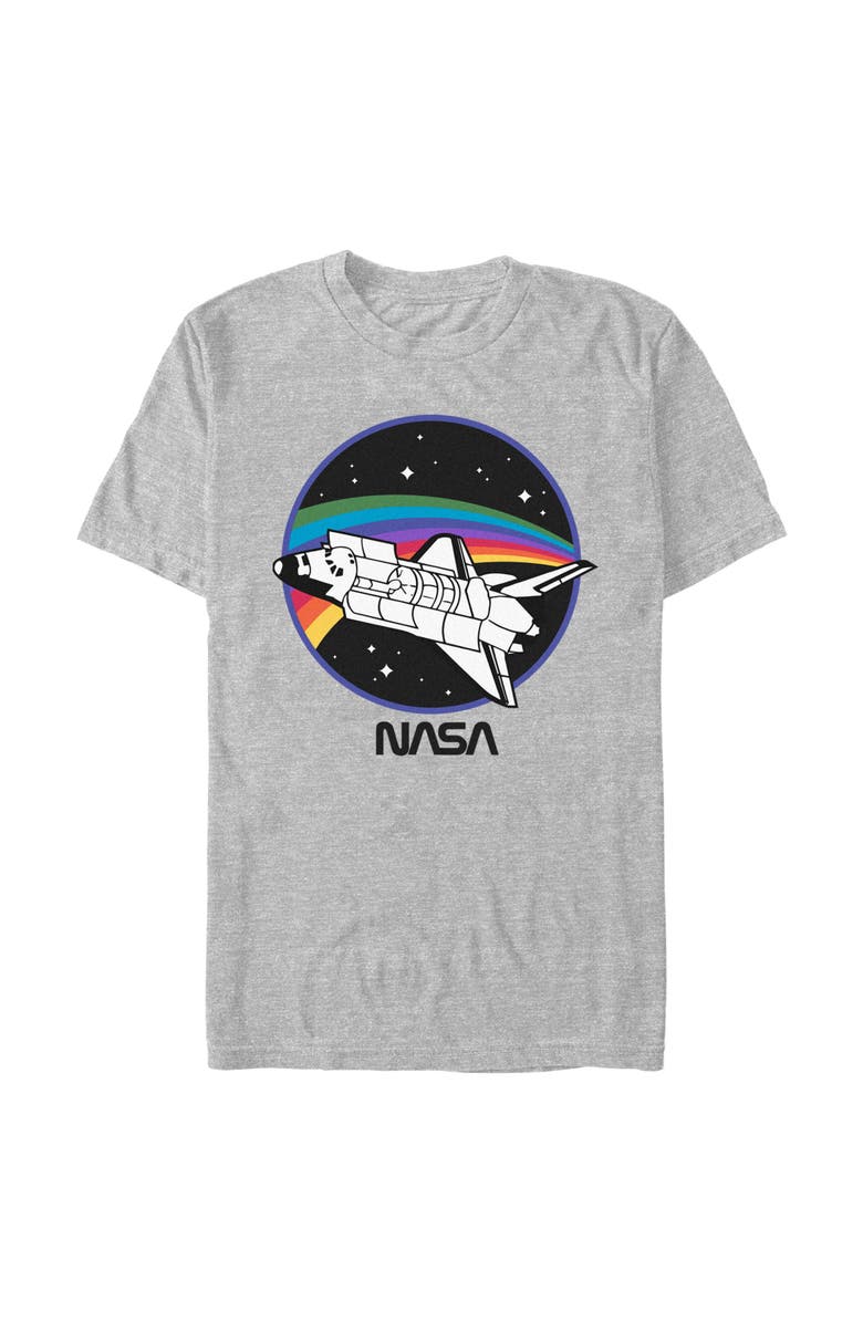 NASA Men's NASA Space Shuttle Rainbow Path Graphic T-Shirt, Main, color, Athletic Heather