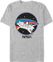 NASA Men's NASA Space Shuttle Rainbow Path Graphic T-Shirt