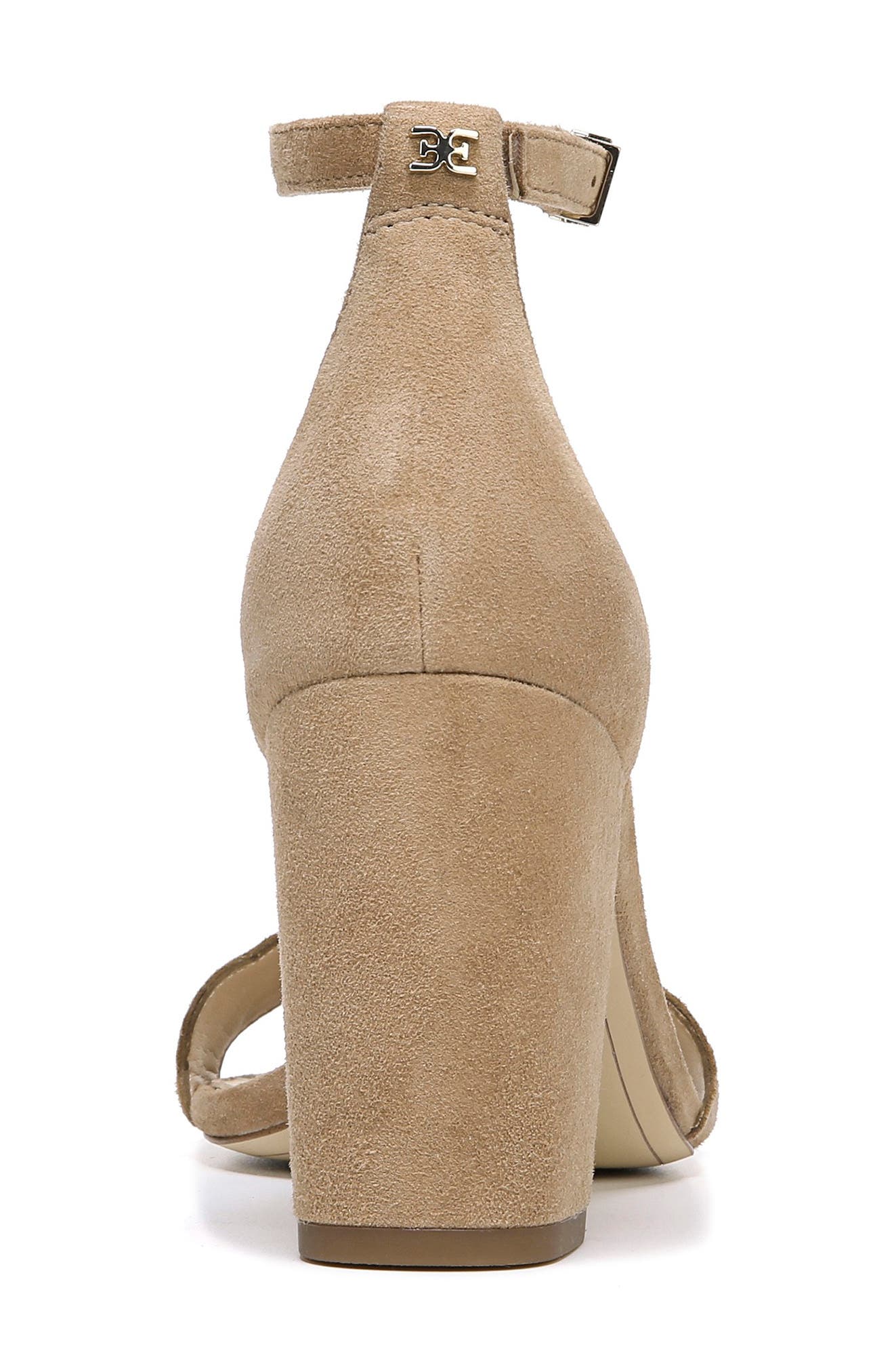 Odila Scalloped Ankle Strap Sandal, Alternate, color, GOLDEN CARAMEL SUEDE