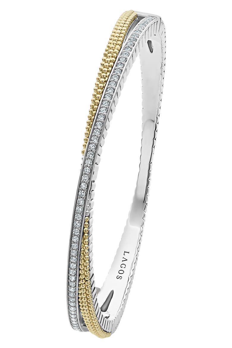 Caviar Lux Diamond Bangle, Alternate, color, SILVER/ DIAMOND