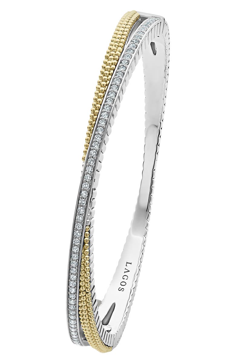 LAGOS Caviar Lux Diamond Bangle, Alternate, color, Silver/ Diamond