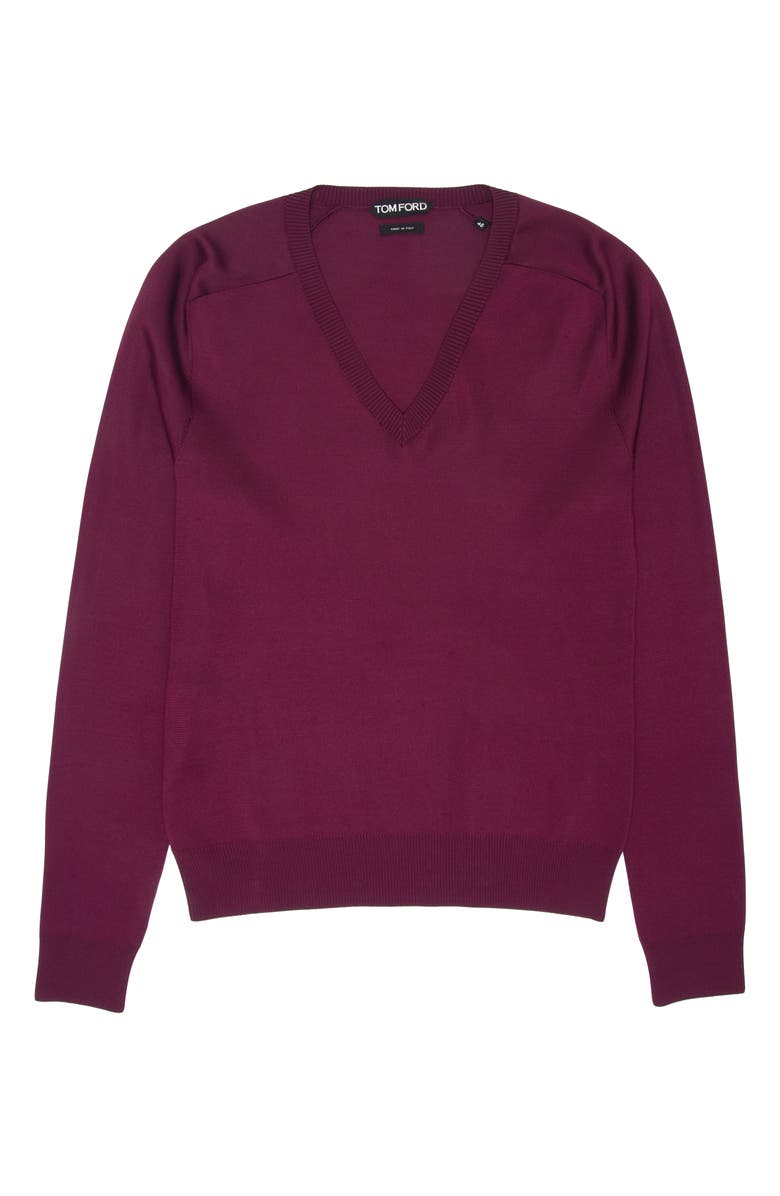 TOM FORD V-Neck Double Face Silk Blend Sweater, Alternate, color,