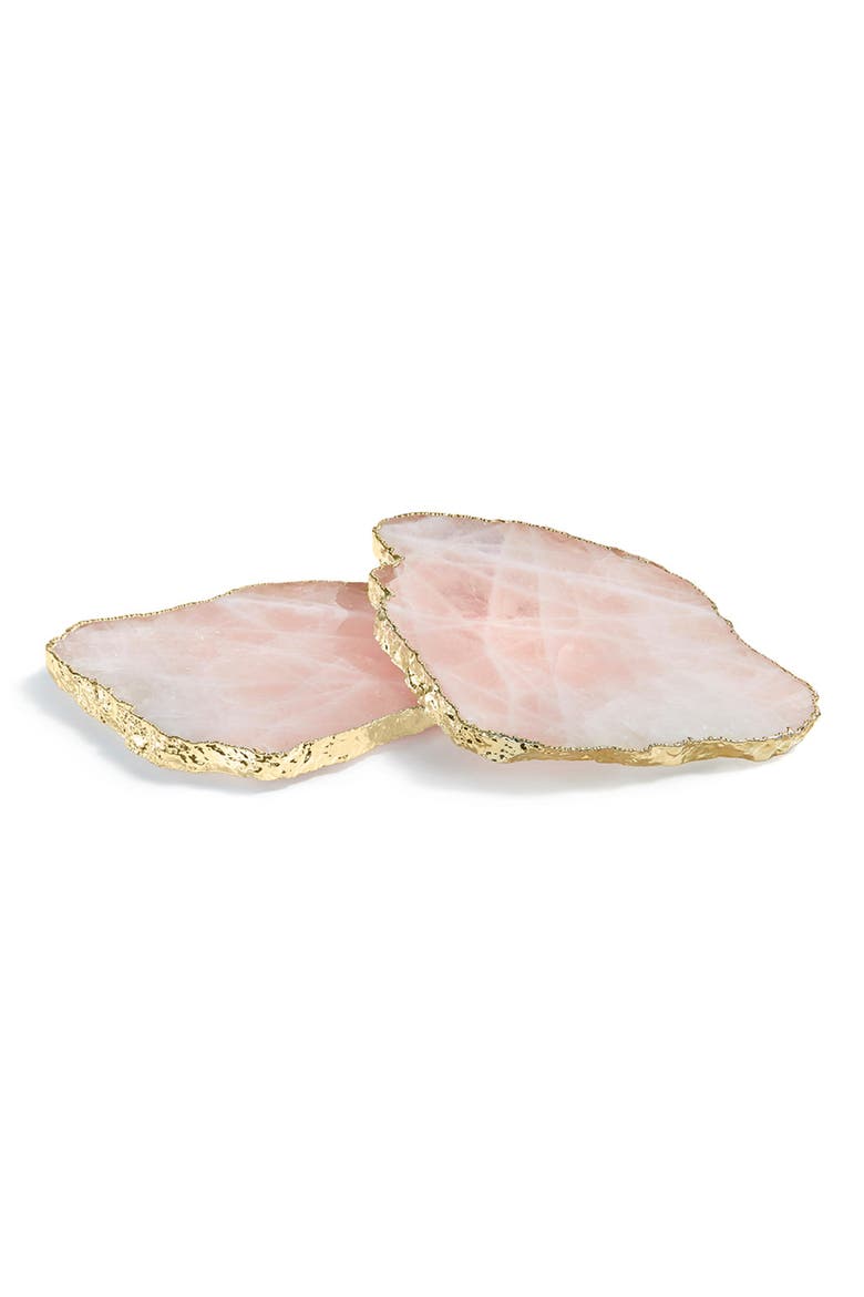 Kivita Set of 2 Coasters, Main, color, ROSE QUARTZ