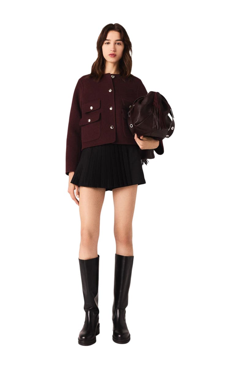 maje Straight-fit pleated shorts, Alternate, color, Black