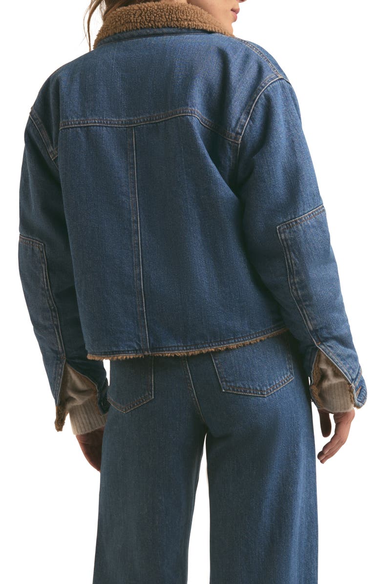 Favorite Daughter The Bridget Denim Trucker Jacket with Faux Shearling Lining, Alternate, color, 