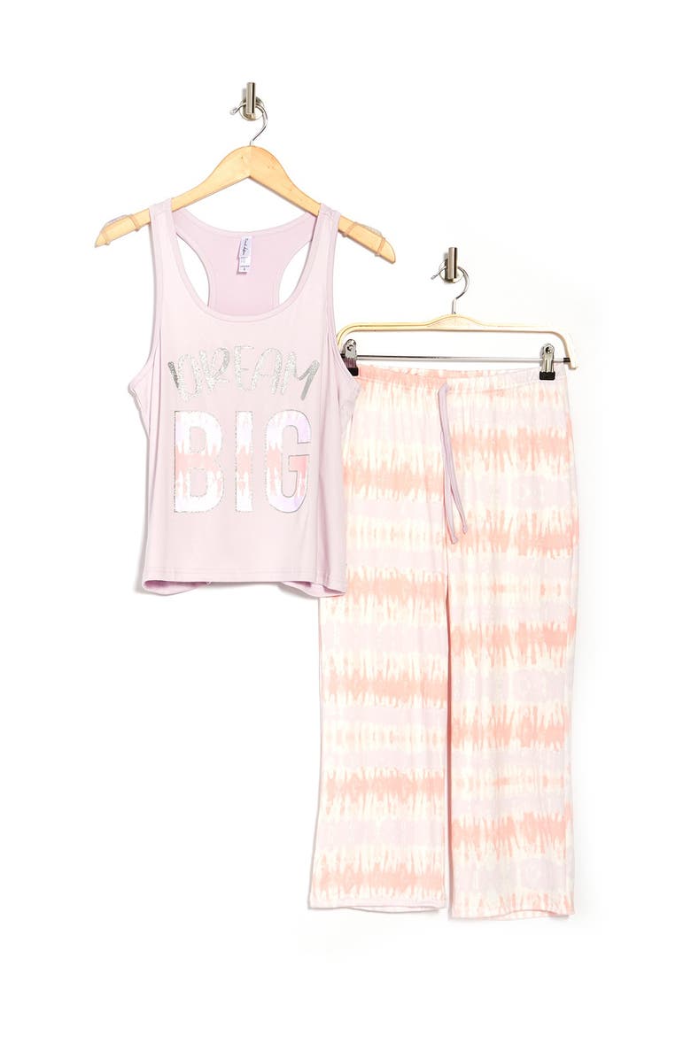 FRENCH AFFAIR Dream Big Tie Dye Tank Top & Capri Pants Pajama 2-Piece Set, Alternate, color,