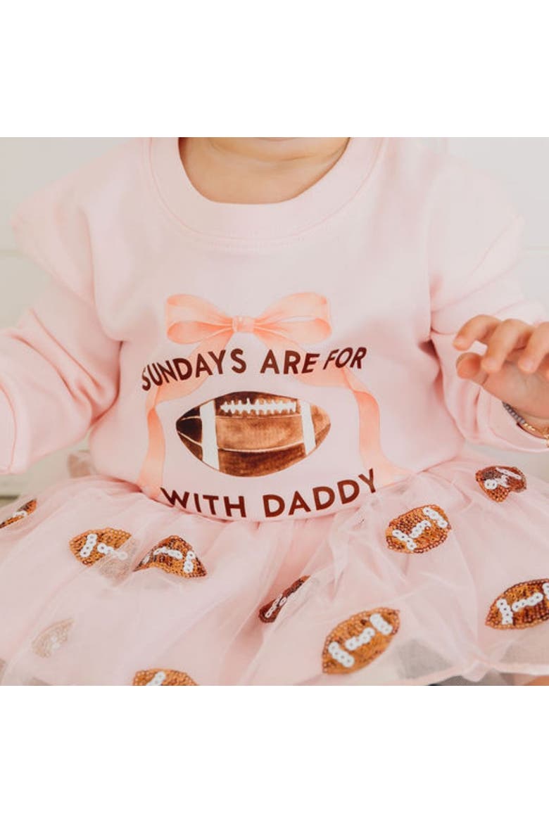 Sundays Are For Football With Daddy Long Sleeve Romper, Alternate, color, Ballet Pink