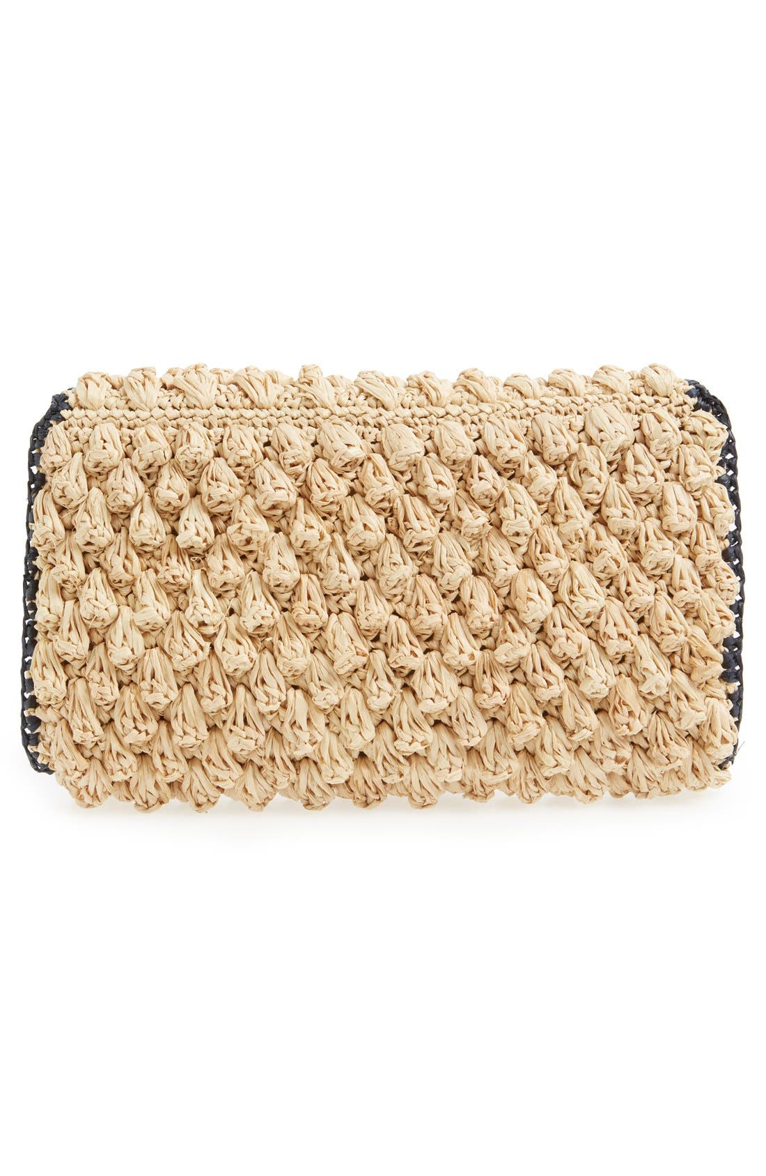 'Dani' Woven Raffia Flap Clutch, Alternate, color, NATURAL