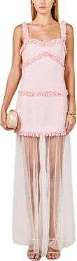 Endless Rose Tweed & Mesh Sleeveless Dress