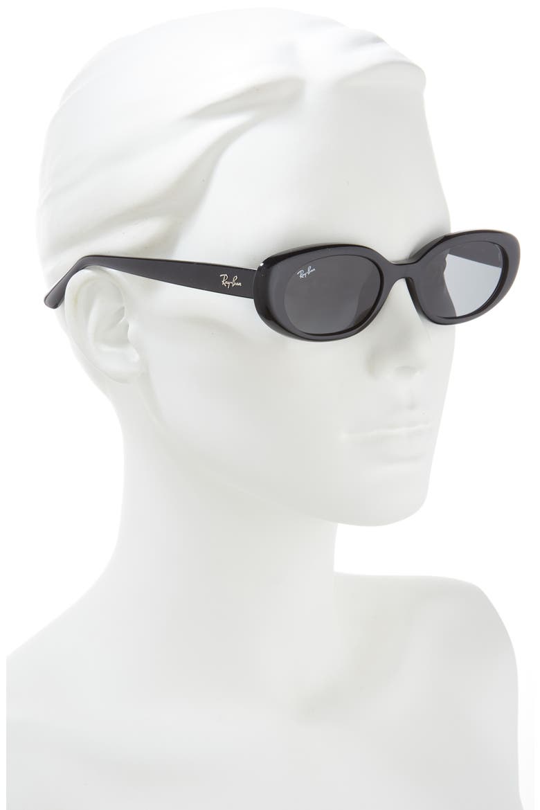 53mm Pillow Oval Sunglasses, Alternate, color, BLACK