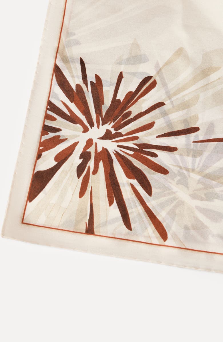 Brunello Cucinelli Bloom print pongee foulard, Alternate, color, Beige