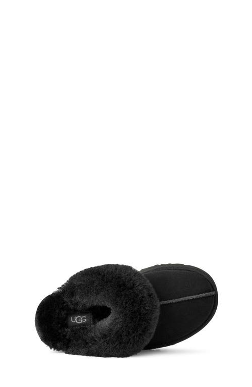 Ugg(r) Kids' Disquette Genuine Shearling Trim Slipper In Black