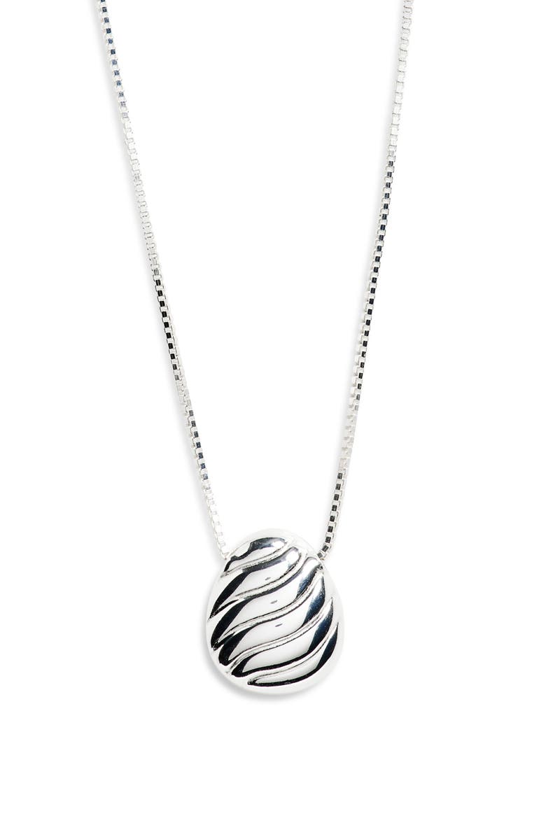 Argento Vivo Sterling Silver Textured Oval Pendant Necklace, Main, color, Silver