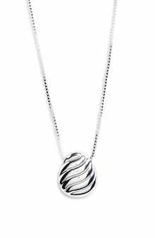 Argento Vivo Sterling Silver Textured Oval Pendant Necklace
