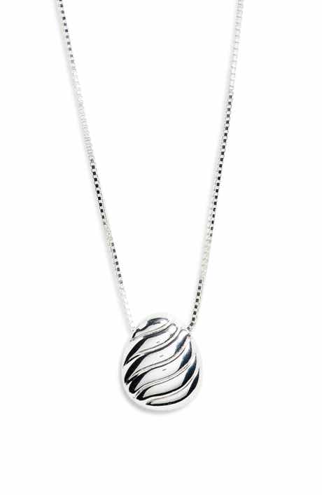 Argento Vivo Sterling Silver Textured Oval Pendant Necklace