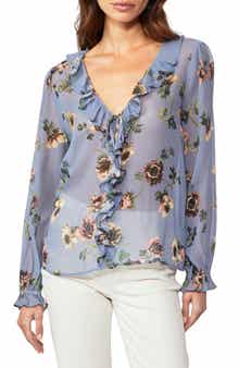 PAIGE Karin Floral Sheer Silk Blouse