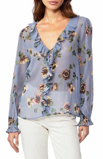 PAIGE Karin Floral Sheer Silk Blouse