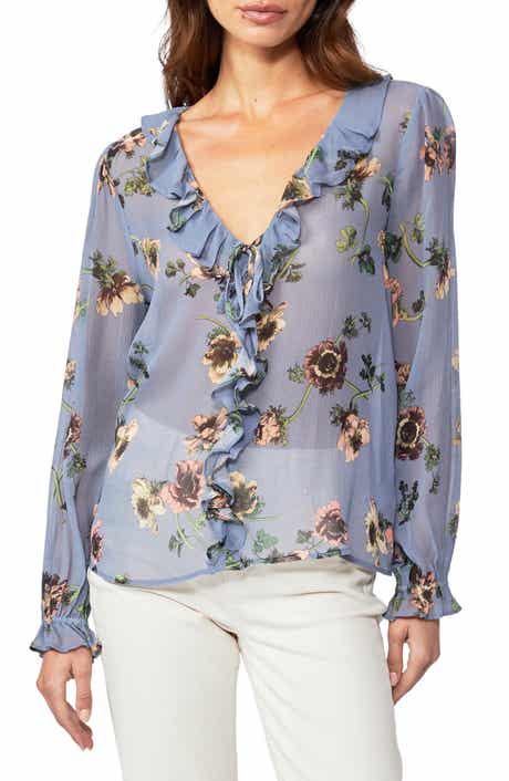 PAIGE Karin Floral Sheer Silk Blouse
