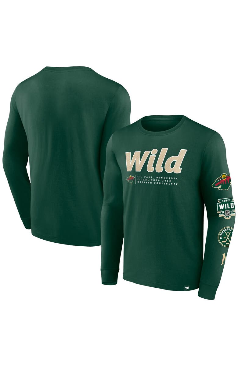 FANATICS Men's Fanatics Branded Green Minnesota Wild Strike the Goal Long Sleeve T-Shirt, Main, color, Green