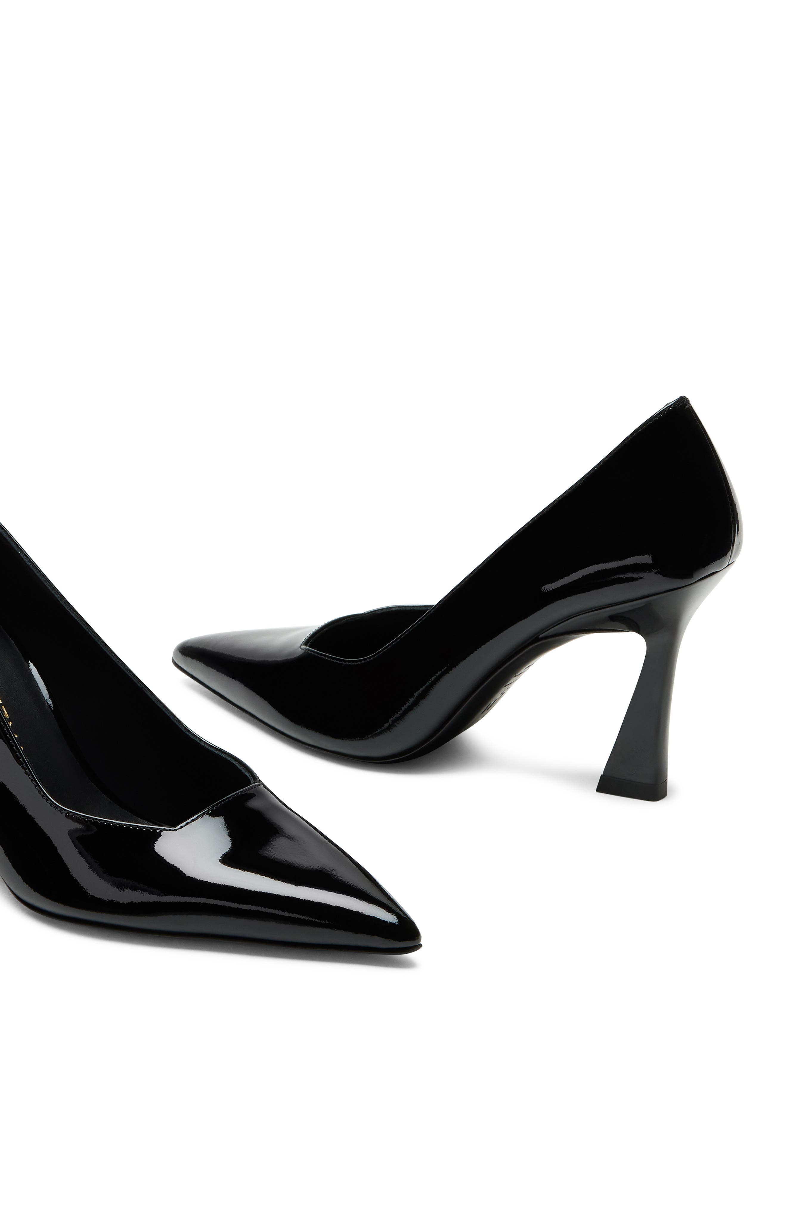 Stuart Weitzman Vinnie 85 Patent Leather Pointed Toe Pump, Alternate, color, Black