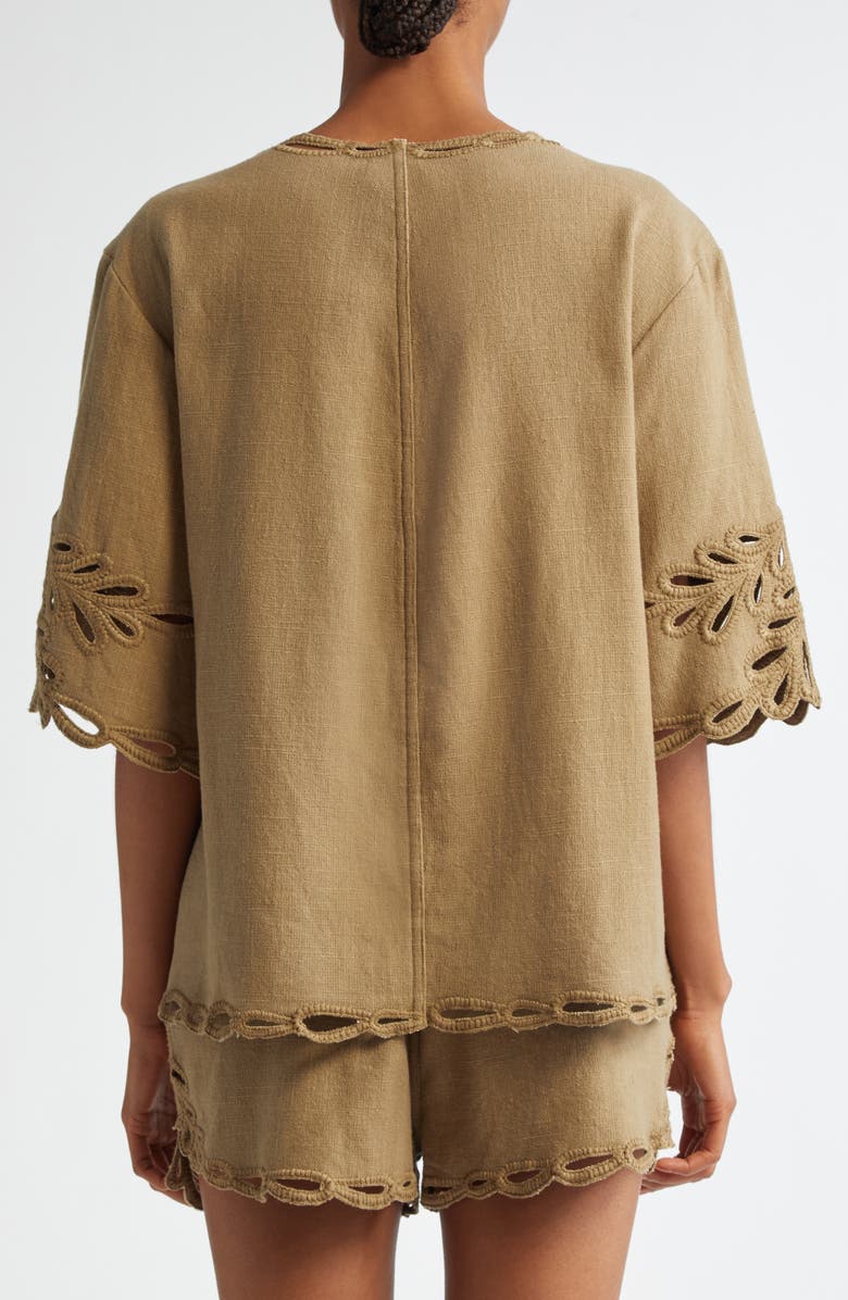 Isabel Marant Étoile Shana Embroidered Cotton Tunic, Alternate, color, Light Khaki
