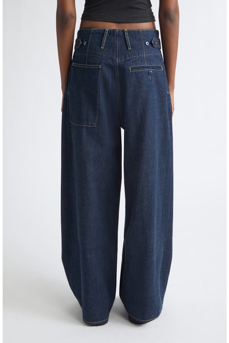 Triple Pleated Wide Leg Jeans, Alternate, color, RINSE SELVEDGE INDIGO