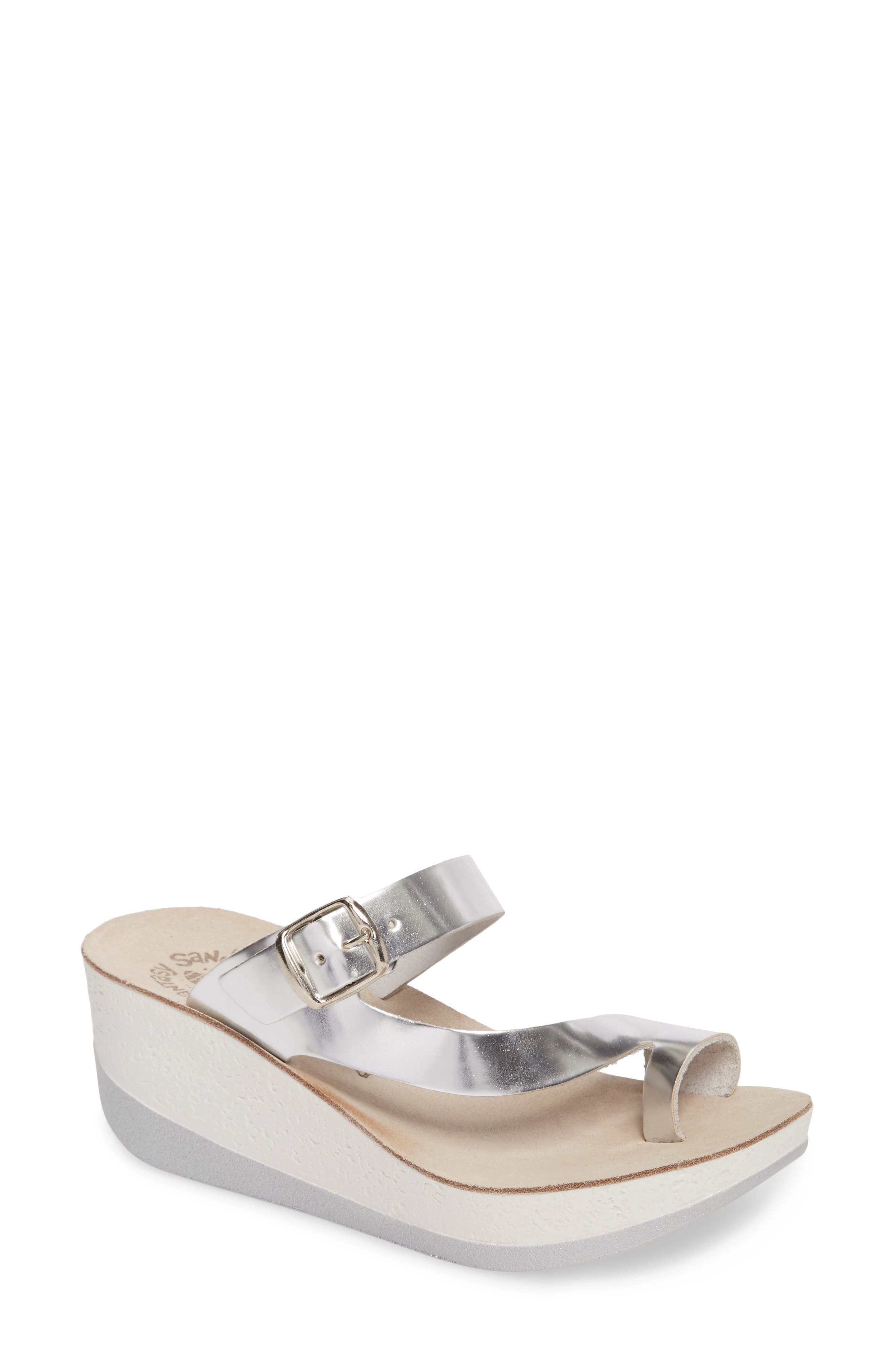 Felisa Wedge Sandal, Main, color, SILVER LEATHER