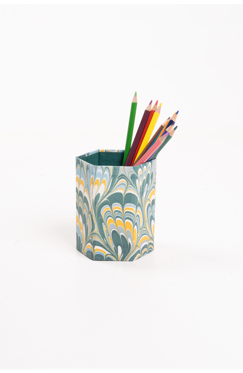 Inner Child Hand-Marbled Pencil Holder Organizer, Main, color, Blue